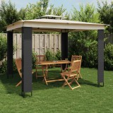 Foișor vidaXL, 2.94x2.94m, Oțel, Acoperiș Dublu Crem, Pavilon Gradina