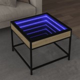 VidaXL Măsuță de cafea cu LED infinity, stejar sonoma, 50x50x41 cm