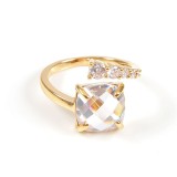 Inel placat cu aur si piatra mare fatetata