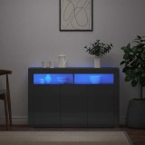 Cumpara ieftin Servantă cu lumini LED, gri extralucios, 115,5x30x75 cm