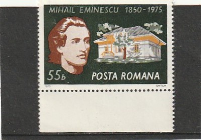 ROMANIA 1975 LP 880 - 125 DE ANI DE LA NASTEREA LUI M. EMINESCU MNH NESTAMP foto