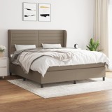 VidaXL Pat box spring cu saltea, gri taupe, 160x200 cm material textil