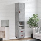 vidaXL Dulap &icirc;nalt, gri beton, 34,5x34x180 cm, lemn prelucrat