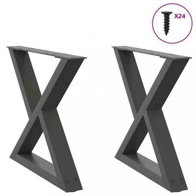 vidaXL Picioare pentru măsuță de cafea, 2 buc., antracit, 60x(42-43,3) cm, oțel 4012710 foto