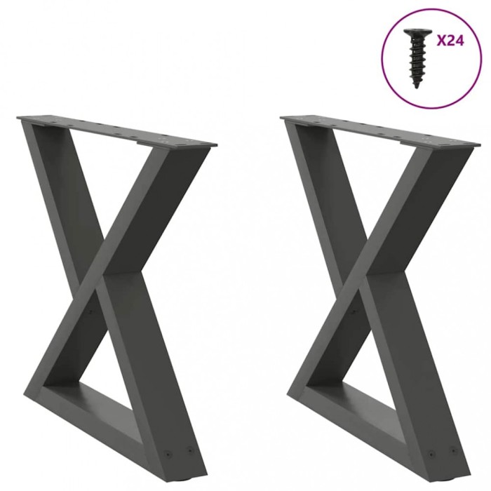 vidaXL Picioare pentru măsuță de cafea, 2 buc., antracit, 60x(42-43,3) cm, oțel 4012710
