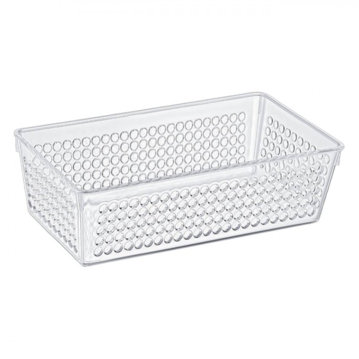 Coș Depozitare Plastic, Transparent, 2.3L, Perforat