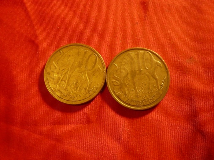 2 Monede 10C 1969 Ethiopia bronz ,cal.F.Buna