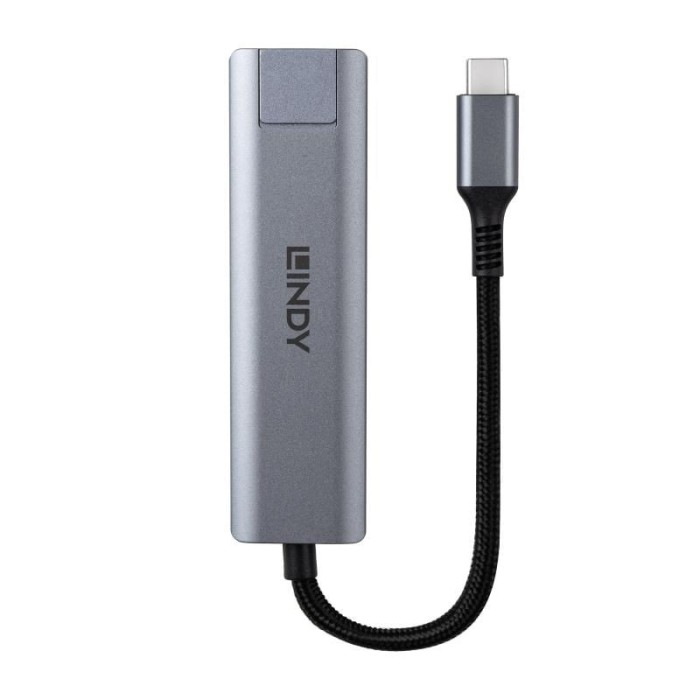 Hub Lindy USB3.2 Gigabit Ethernet, gri