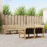 vidaXL Set de canapele de exterior cu pernă 8 pcs Alb și Bej 3388807