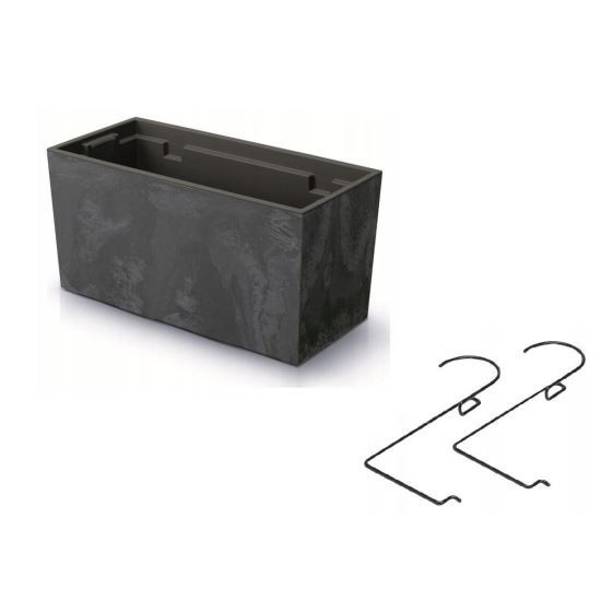 Jardiniera decorativa, suport metalic, antracit, 58x18x19.5 cm, Urbi Case Beton Effect W GartenVIP DiyLine