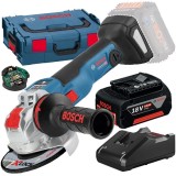 Bosch GWX 18V-10 SC X-LOCK + GBA + GAL 18V-40 - Polizor unghiular 125 mm valiza speciala accesorii + Set 1 acumulator si incarcator Li-Ion 18 V 5 Ah
