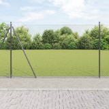 VidaXL Gard din plasă cu 7 st&acirc;lpi flanșați 1.4x10 m Oțel galvanizat