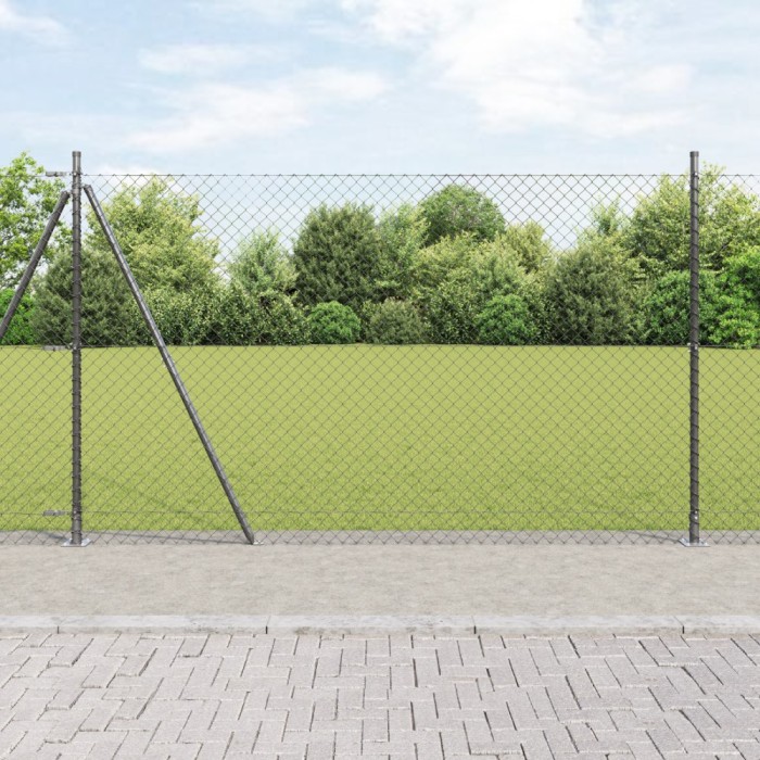 vidaXL Set de St&acirc;lpi de Gard Argintiu 10 x 1.6 m Oțel Galvanizat