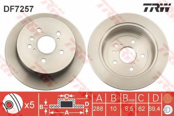 Disc frana LEXUS RX (MHU3, GSU3, MCU3) (2003 - 2008) TRW DF7257