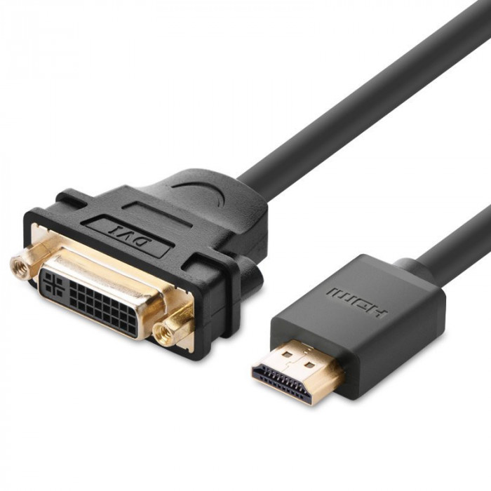 Ugreen Cablu Adaptor Cablu Adaptor DVI 24 + 5 Pini (femă) - HDMI (mascul) 22 Cm Negru (20136)