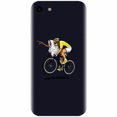 Husa silicon pentru Apple Iphone 7, ET Riding Bike Funny Illustration foto