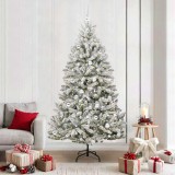 VidaXL Brad de Crăciun artificial Verde și alb 210 cm PVC și Metal 3395762