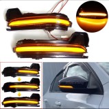 Semnalizari LED Dinamice Secventiale Oglinda Skoda Kodiaq 2016-2020 Karoq 2017-2021 Lentila Neagra Plug&amp;Play