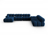 Coltar panoramic dreapta 7 locuri design modular, Bellis, Micadoni Home, BL, 379x282x63 cm, catifea, albastru regal