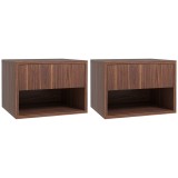 HOMCOM Set 2 Noptiere Suspendate cu Sertar și Raft Inferior Deschis, Noptiere pentru Dormitor din MDF, 40x34x29 cm, Maro | Aosom Romania