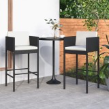 Cumpara ieftin Scaune de bar cu perne, 2 buc., negru, poliratan