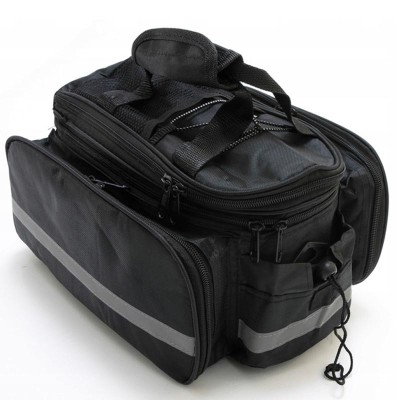 Geanta bicicleta spate 32x17x28 cm, 30L, extensibila, poliester impermeabil, cu elemente reflectorizante, negru Household NewTrend foto