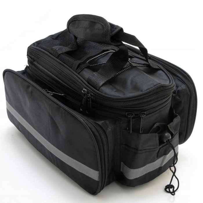 Geanta bicicleta spate 32x17x28 cm, 30L, extensibila, poliester impermeabil, cu elemente reflectorizante, negru Household NewTrend