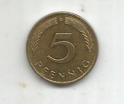 (No2) moneda-RFG Germania-1 PFENNIG-1986 F foto