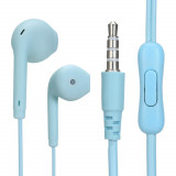 Cumpara ieftin Casti in-ear cu microfon, U19-BL, conector jack 3.5mm, control pe fir, lungime cablu 100 cm, albastre