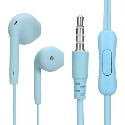 Casti in-ear cu microfon, U19-BL, conector jack 3.5mm, control pe fir, lungime cablu 100 cm, albastre foto