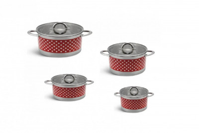 Set oale de gatit inox cu capac sticla 4buc Handy KitchenServ foto