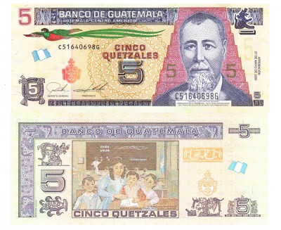 Guatemala 5 Quetzales 2020-2022 P-122Ad UNC foto