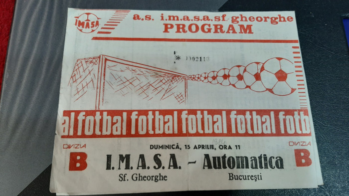 program IMASA SF. Gheorghe - Automatica Buc.