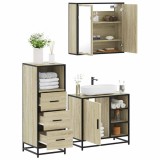Gossi set mobilier de baie, 3 piese, stejar sonoma, lemn prelucrat