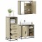 vidaXL Set mobilier de baie, 3 piese, stejar sonoma, lemn prelucrat 3301026
