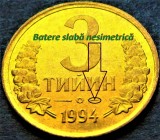 Cumpara ieftin Moneda exotica 3 TIYIN - UZBEKISTAN, anul 1994 *cod 5398 = UNC + EROARE BATERE