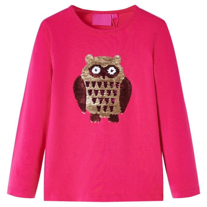 Tricou pentru copii cu m&acirc;neci lungi, roz aprins, 116