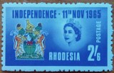 Colonie-Britanica-''RODESIA 1965-independenta-Q-EII''-LOT 1Val. STAMPIL-VEZI SCAN