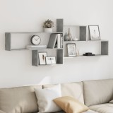 Gossi raft de perete, gri beton, 167,5x18x68 cm, lemn prelucrat