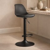 Scaun de bucatarie/bar, Artool, Hoga, rotativ, PP negru, picior metal negru, 38x40x81-102 cm