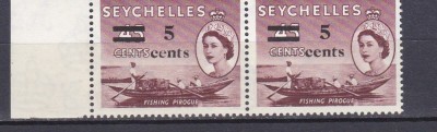 DB1 Colonii Seychelles 1957 supratipar cu varietate &amp;quot; e &amp;quot; italic 2 v. MNH foto