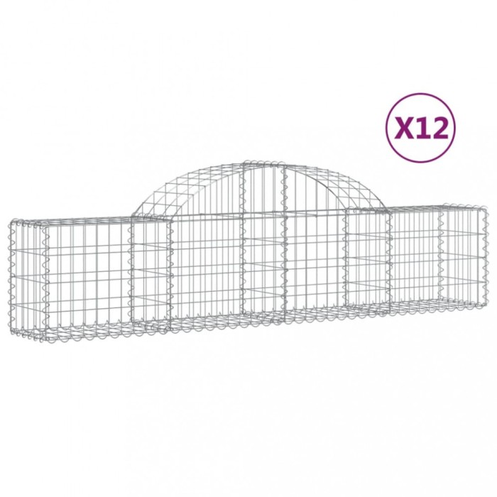 Cosuri gabion arcuite 12 buc, 200x30x40/60 cm, fier galvanizat