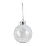 Glob de Craciun, transparent + alb, SDDM006, 8 cm, plastic, rotund