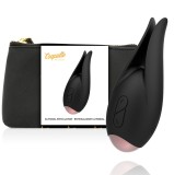 Stimulator Clitoris Floare Coquette Chic Desire, Silicon, Reincarcabil USB, 10 Vibratii, Negru/Auriu