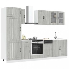 vidaXL Set de dulapuri de bucătărie 8 piese &bdquo;Kalmar&rdquo; lemn Sonoma gri 3314807