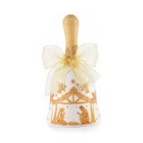 Clopotel Nasterea Domnului Craciun ceramica alba galbena II 5x10 cm
