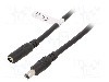 Cablu alimentare DC, DC 5,5/2,1 mufa, DC 5,5/2,1 soclu, negru, 10m, GOOBAY - 71400