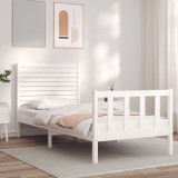 vidaXL Cadru de pat fără saltea, alb, 90x200 cm, lemn masiv pin