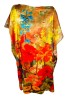 Rochie Dama Tip Poncho, Vascoza &amp; Matase, One Size, Rosu Aprins/Galben, Lungime Midi