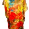 Rochie tip poncho T dama, rosu aprins/galben, one size